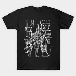 Walk Through (Japan), A Continuous Line Drawing (White Ink) T-Shirt